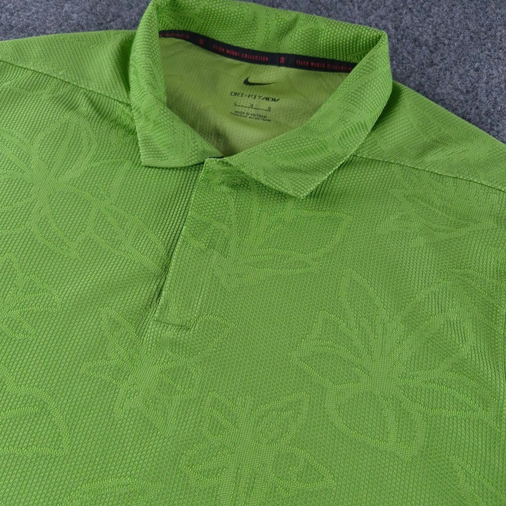 Nike Tiger Woods Collection Dri-FIT ADV Golf Polo Green Floral Mens Large L